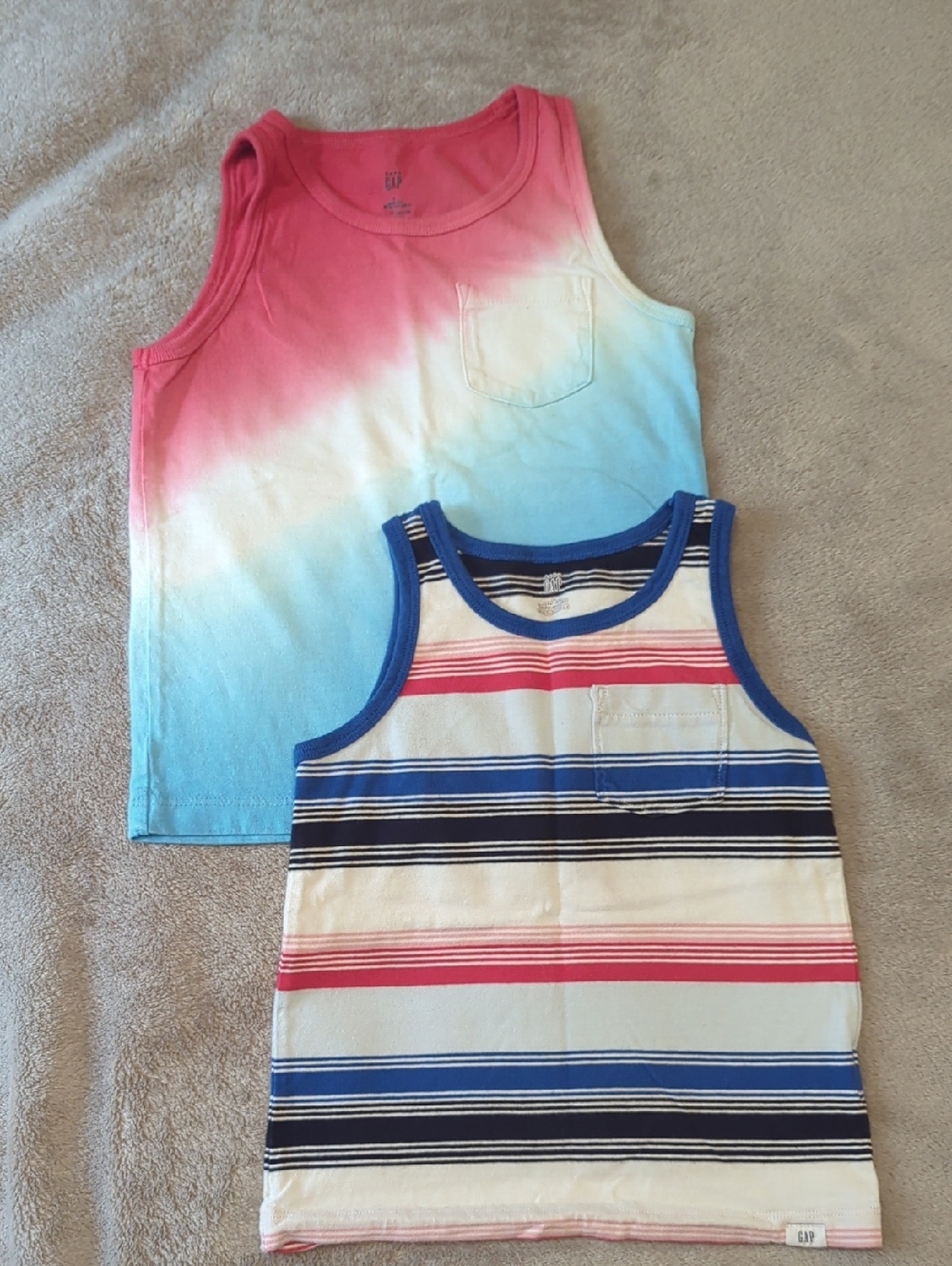 Gap Kids' Ombre Pink to Blue Tank & Striped Navy Multi Tank Set 4y